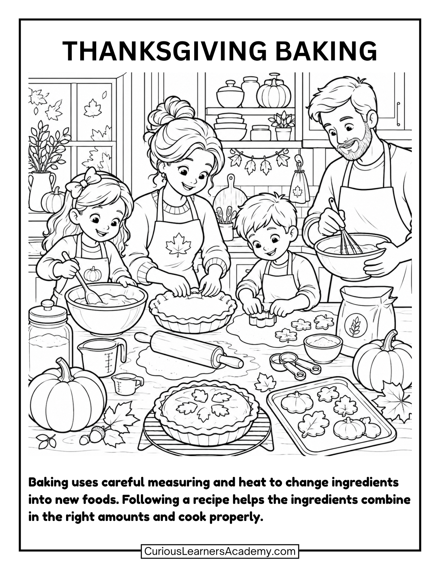 Free Thanksgiving Baking Coloring Page for Kids