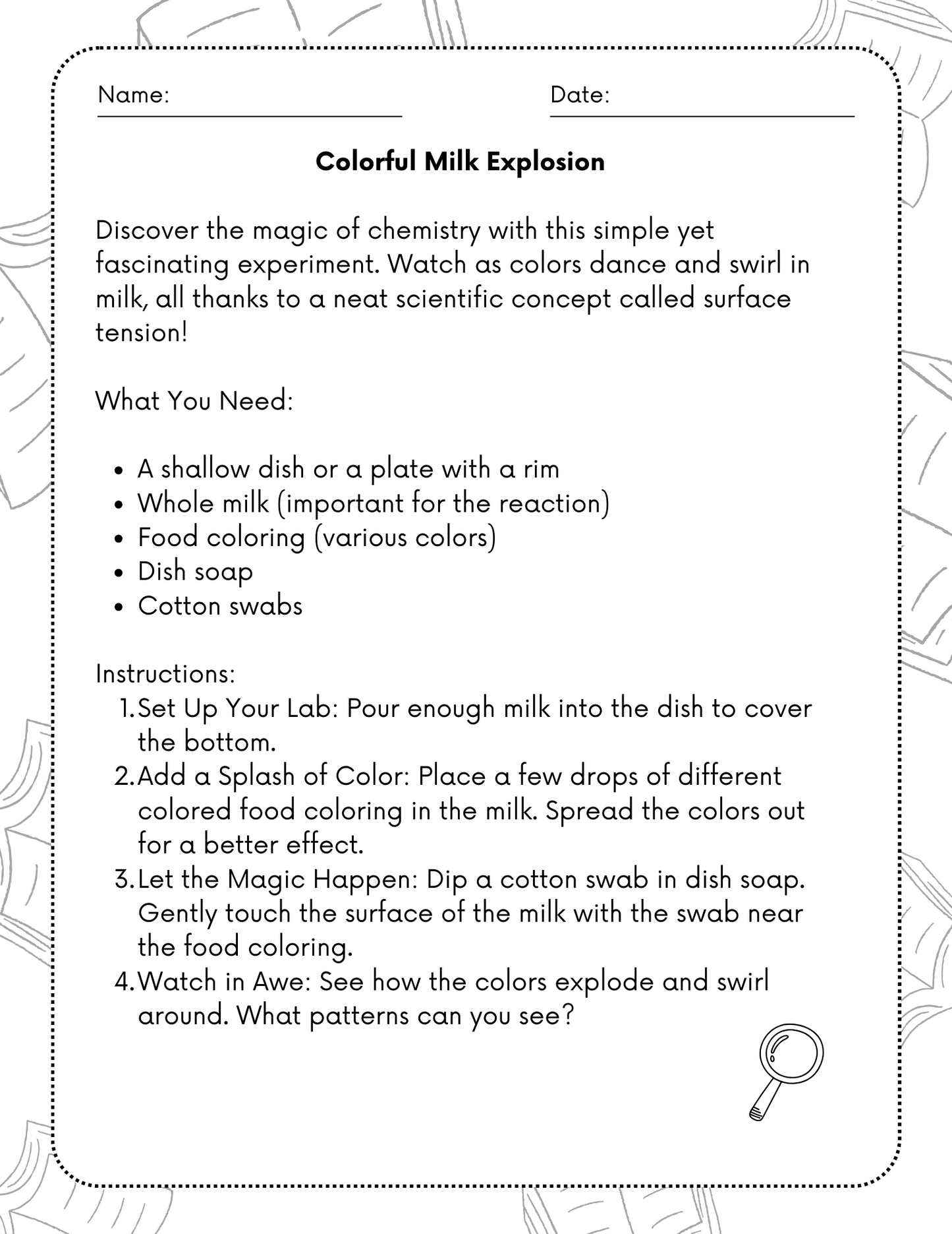 Colorful Milk Explosion: An Investigation in Surface Tension