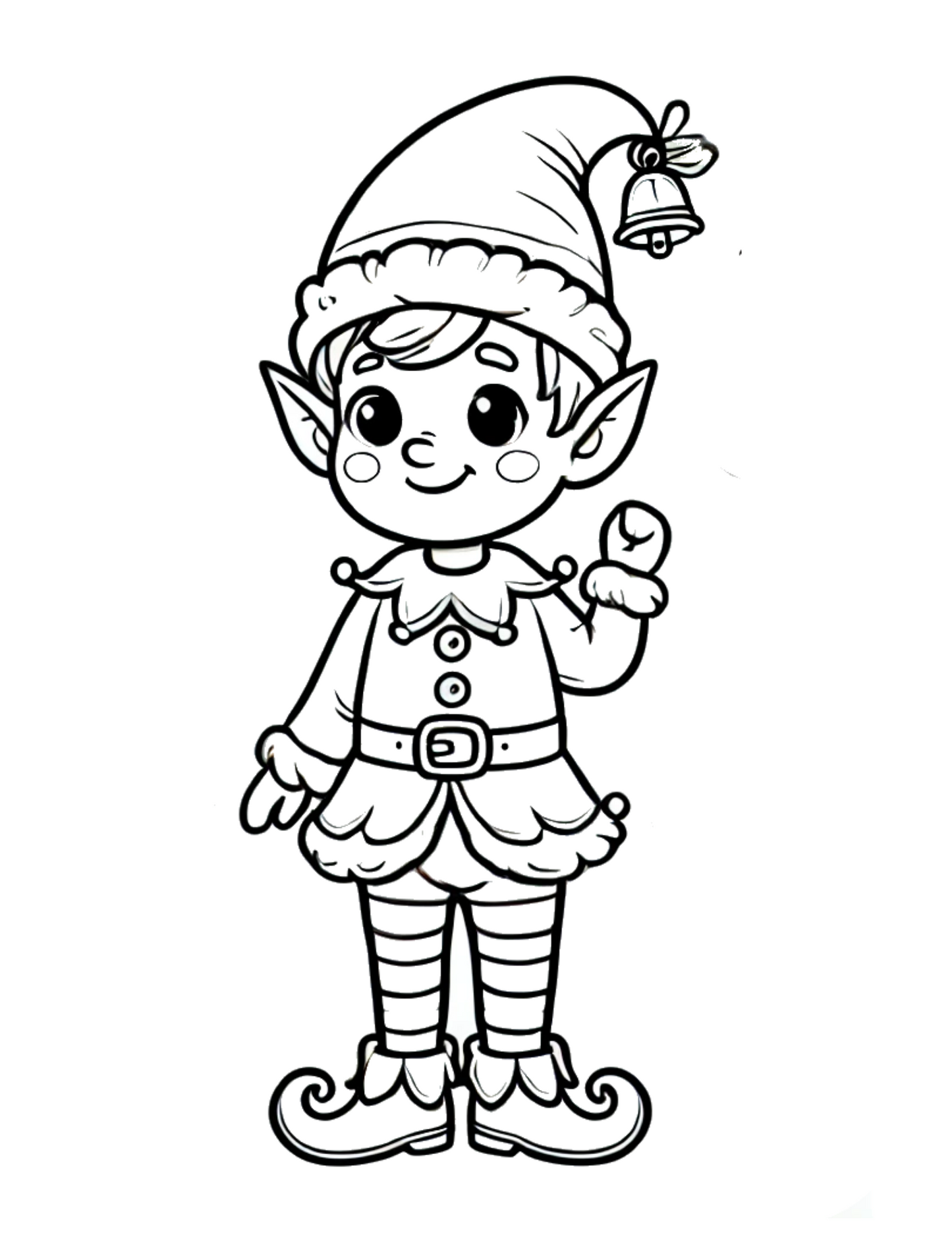 FREE Adorable Elf Coloring Page for Kids Holiday Activity Printable