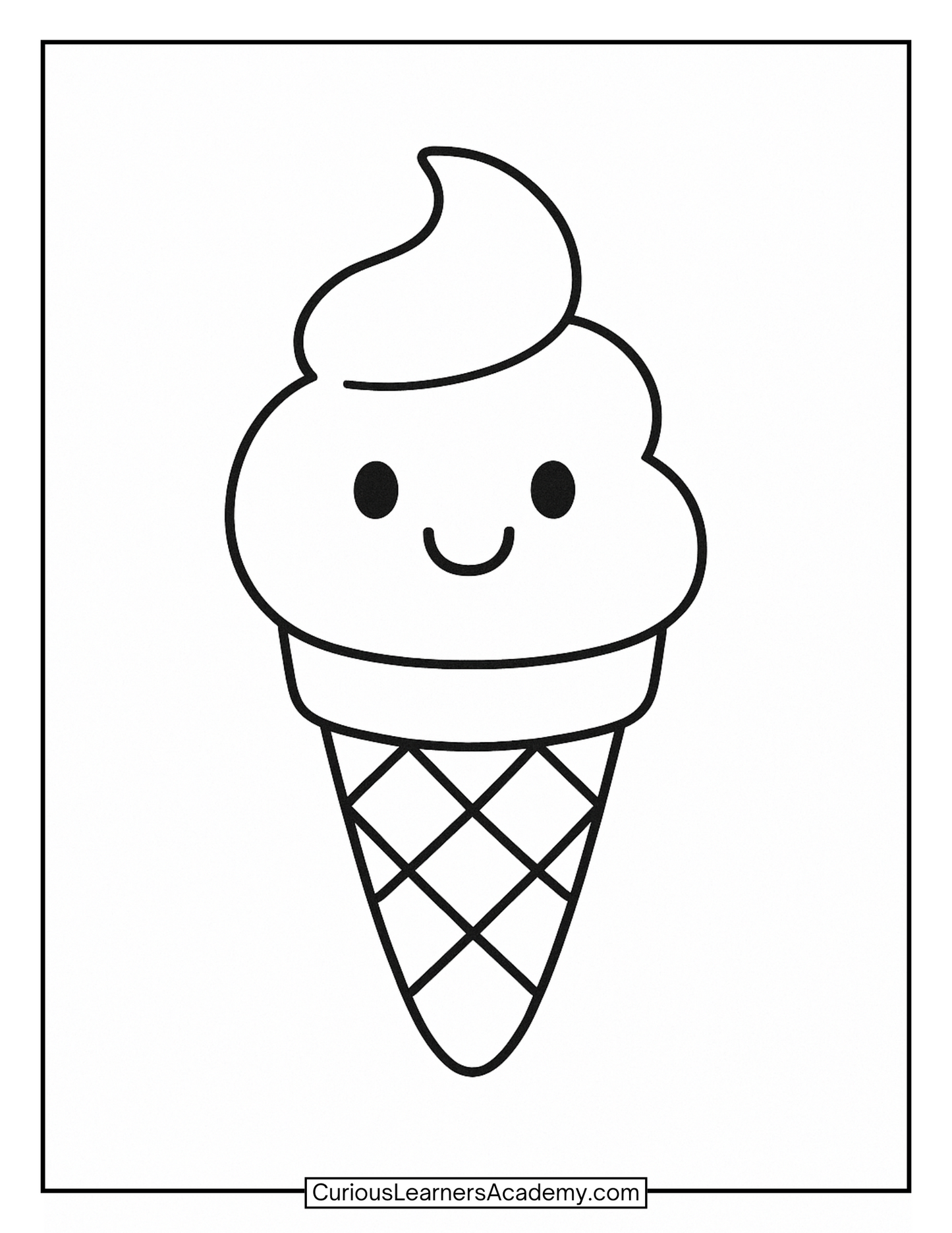 Free Ice Cream Cone Summer Coloring Page