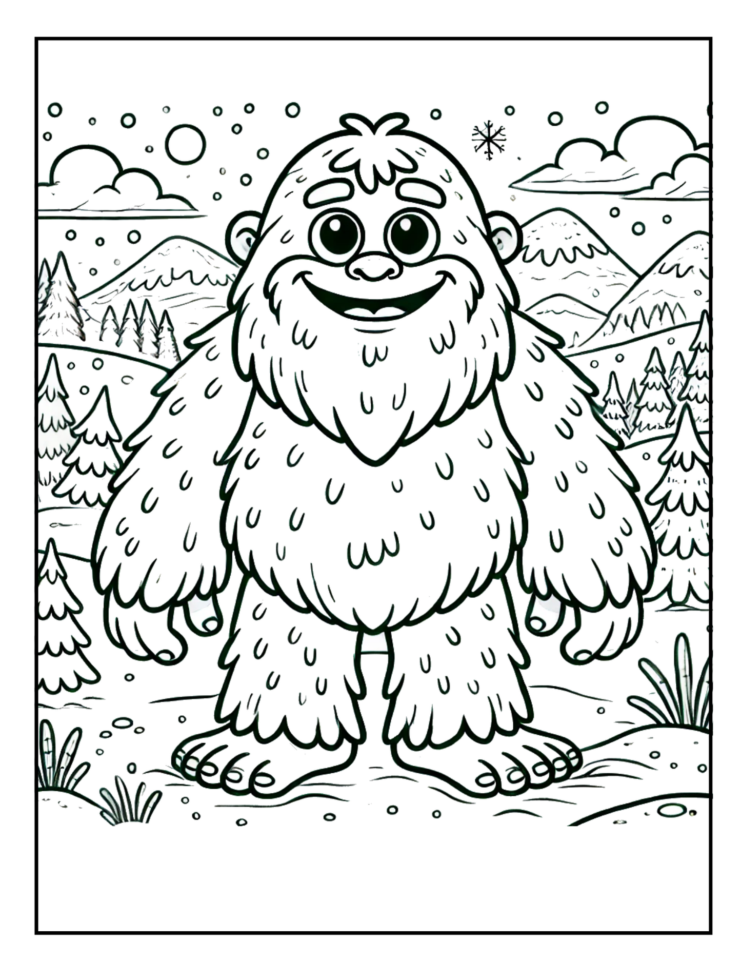 FREE Adorable Yeti Coloring Page for Kids & Adults – Fun Winter Scene Printable