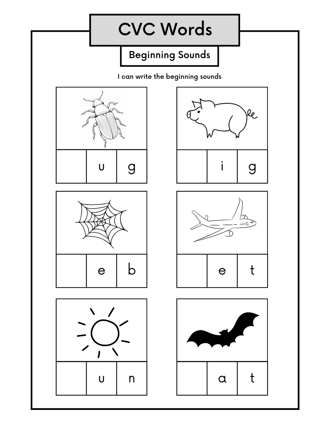 Mastering Phonics: Writing CVC Words - Beginning Sounds Worksheet ...