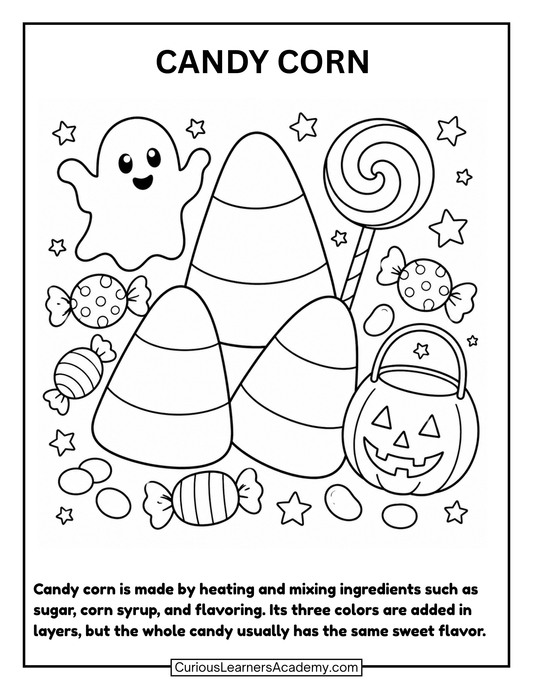 Free Halloween Candy Corn Coloring Page for Kids