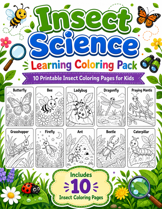 Insect Science Coloring Pages for Kids | Free Printable Insect Coloring Pack