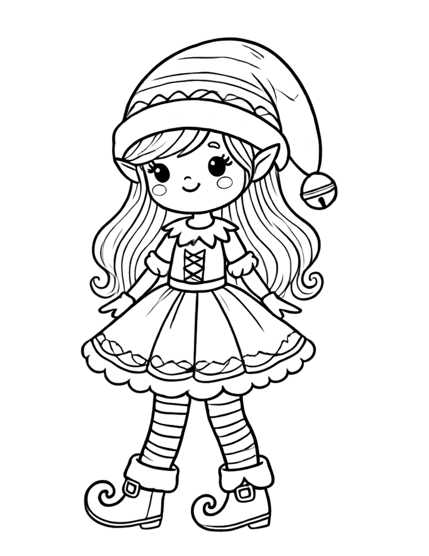 FREE Adorable Girl Elf Coloring Page Christmas Printable for Kids