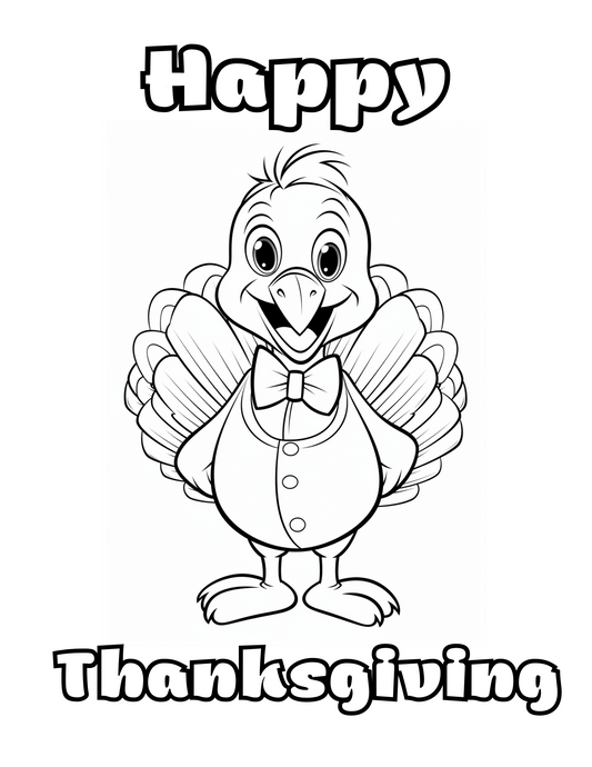 FREE Happy Thanksgiving Turkey Coloring Page for Kids