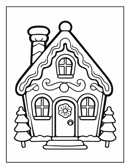 FREE Gingerbread House Holiday Christmas Coloring Page
