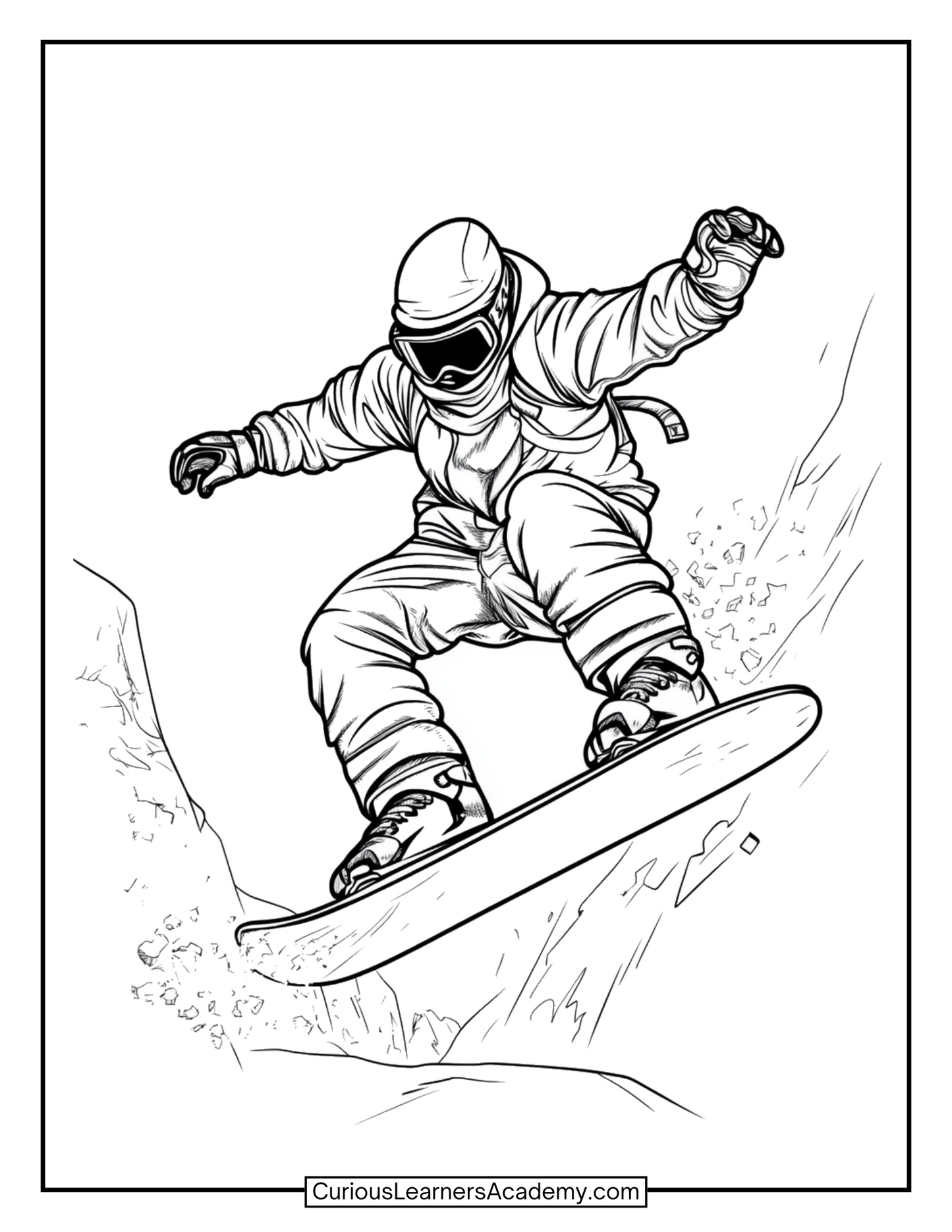 FREE Snowboard Winter Coloring Page for Kids and Adults