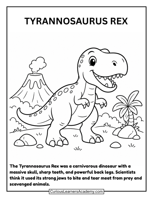 Free T. Rex Coloring Page for Kids Dinosaur Science Printable