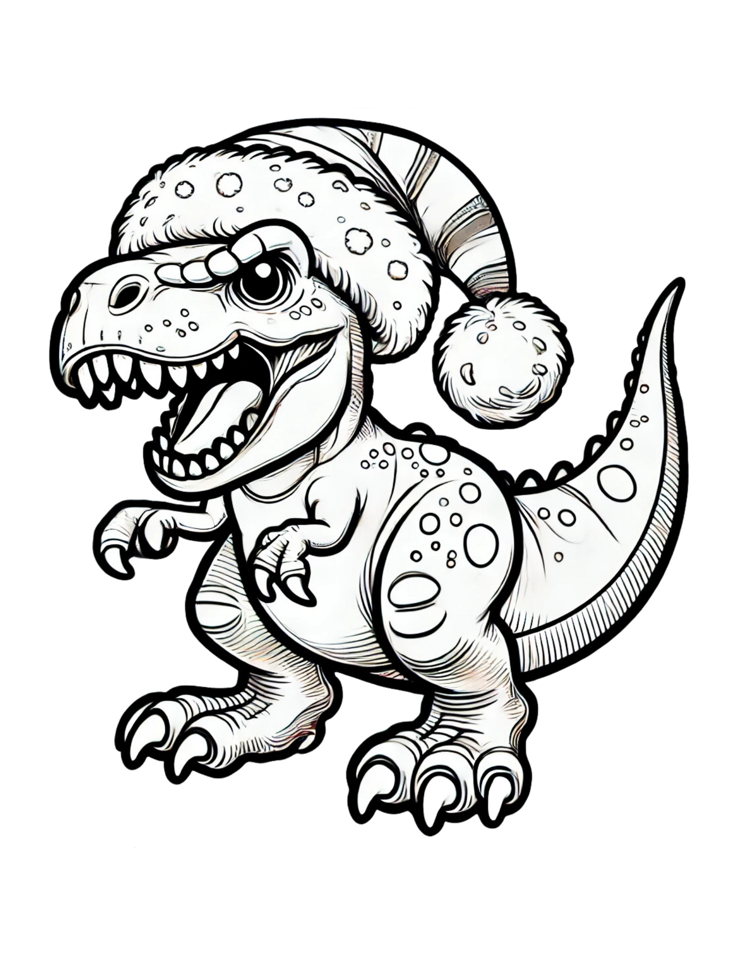 T-Rex Santa Coloring Page – Fun Christmas Printable for Kids