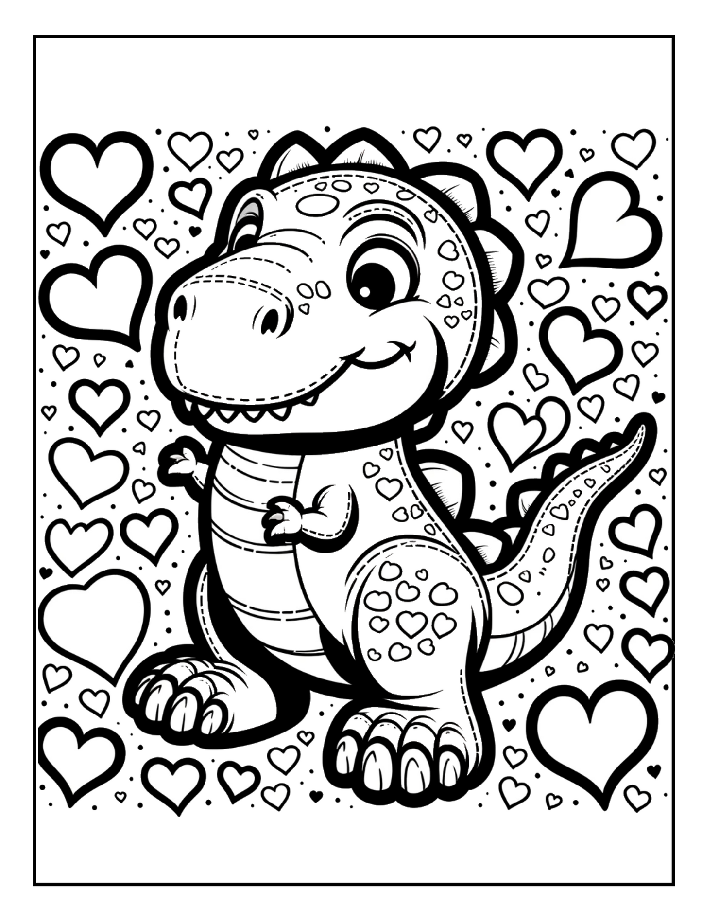 Valentine's Dinosaur Coloring Page