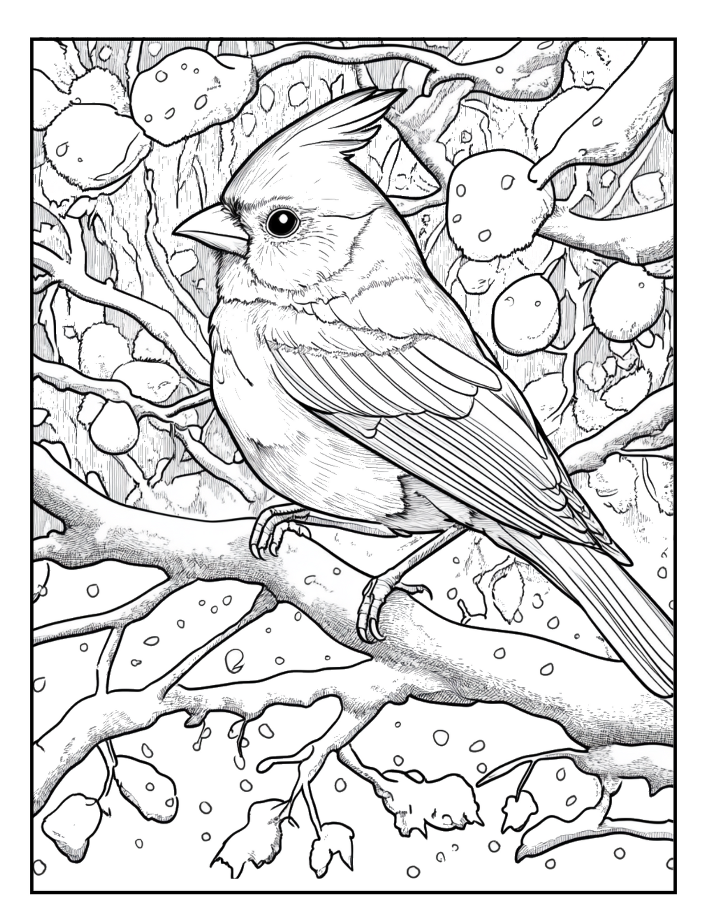 FREE Cardinal Coloring Page – Stunning Winter Bird Printable