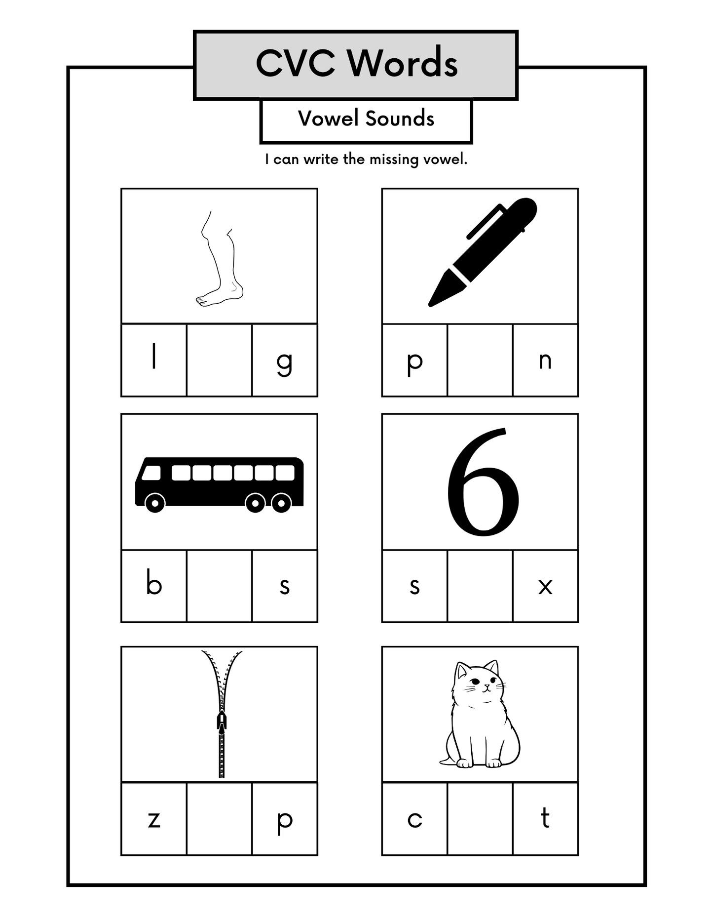 Mastering Phonics: Writing CVC Words - Short Vowel Sounds Worksheet