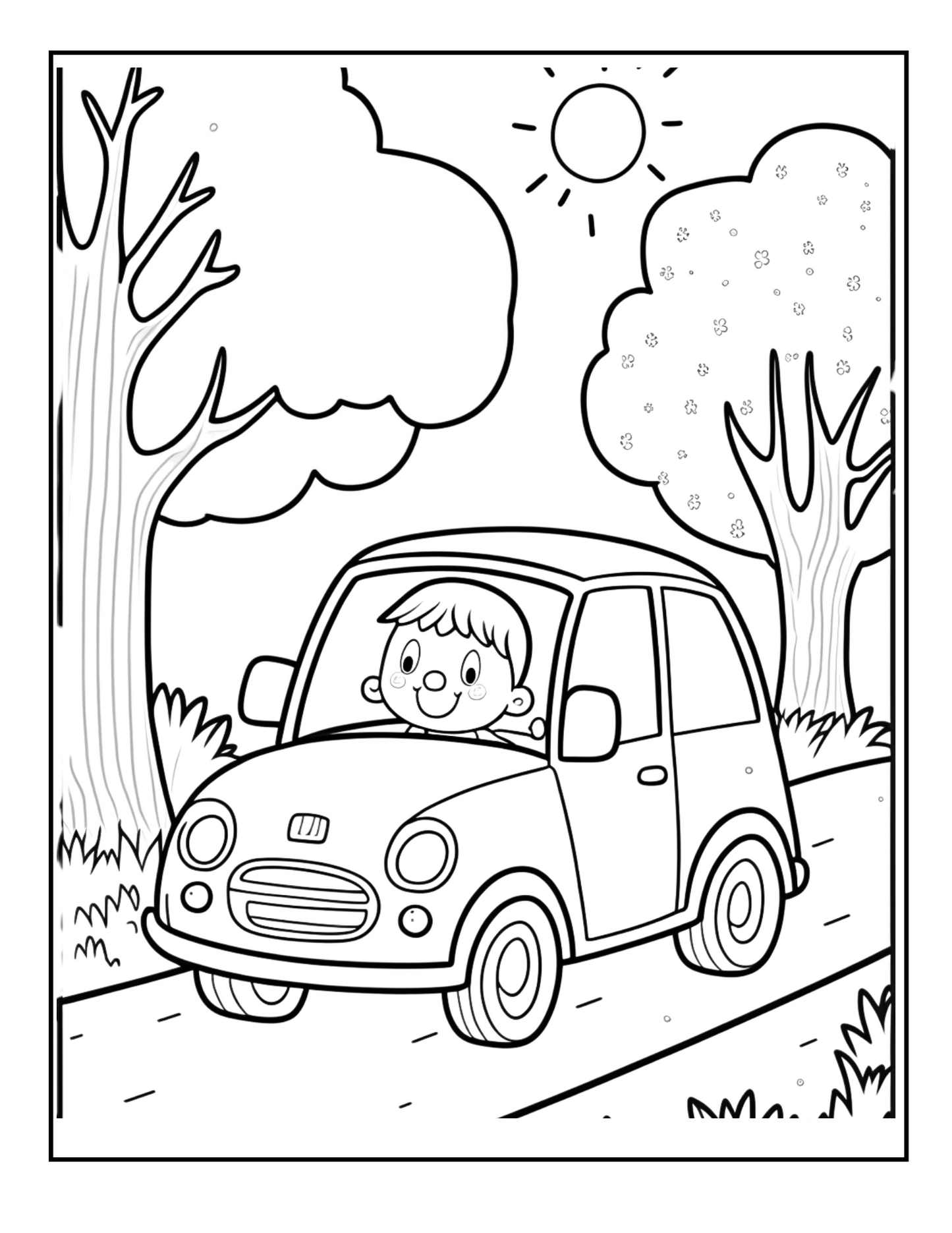 Person in Car Driving Coloring Page